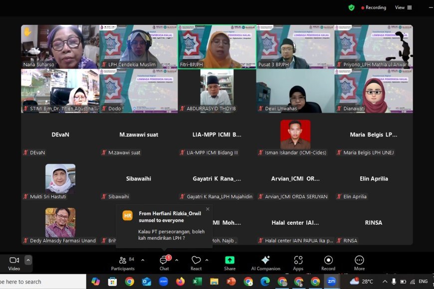 Menjadi Bagian dari Perubahan: LPH Cendekia Muslim Hadiri Webinar BPJPH untuk Layanan Pendirian Lembaga Halal