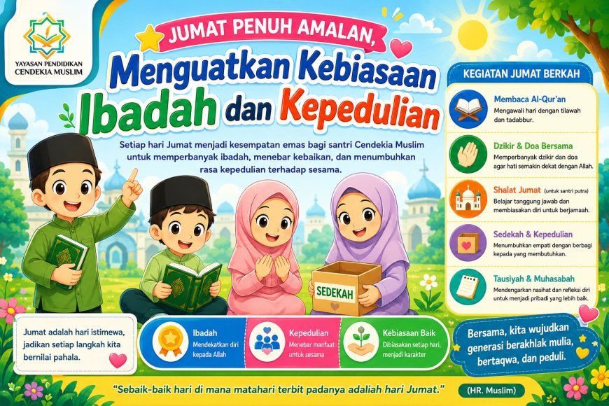 Jumat Penuh Amalan, Santri Cendekia Muslim Menguatkan Kebiasaan Ibadah dan Kepedulian